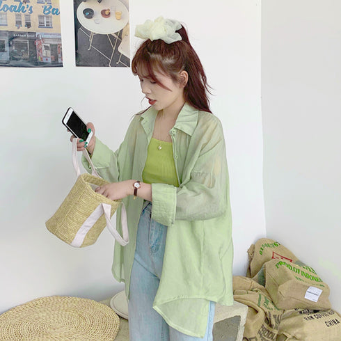 ロングカーディガン 春夏 レディース ロングカーディガン 春夏 レディース 長袖 トップス イレギュラーヘム シャツブラウス 透け感 羽織 体型カバー 11DKZA-025