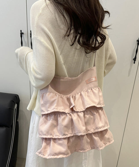 フリルショルダーバッグ ティアードバッグ レディース 2WAY肩掛けカバン 大容量 斜め掛け鞄スエード調 a4収納 大人可愛い 通勤通学 フリルトートバッグ韓国風 1DPAI-001