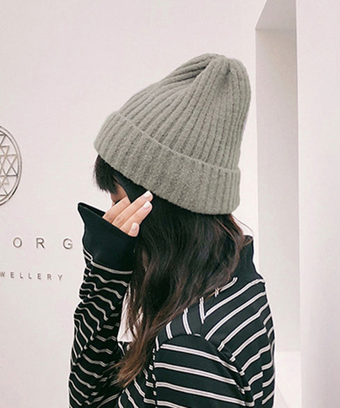 リブニット帽秋冬 シンプルニットビーニー レディース カラフルニットワッチキャップ 防寒ベーシック 小顔帽子韓国風 暖かいペアルック帽 無地カップル帽ユニセックス 1FENGJ-001