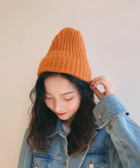 リブニット帽秋冬 シンプルニットビーニー レディース カラフルニットワッチキャップ 防寒ベーシック 小顔帽子韓国風 暖かいペアルック帽 無地カップル帽ユニセックス 1FENGJ-001