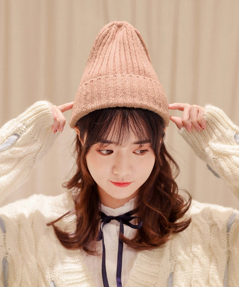 リブニット帽秋冬 シンプルニットビーニー レディース カラフルニットワッチキャップ 防寒ベーシック 小顔帽子韓国風 暖かいペアルック帽 無地カップル帽ユニセックス 1FENGJ-001