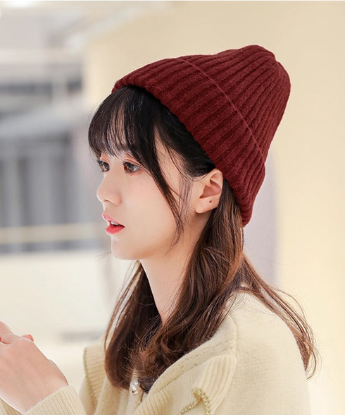 リブニット帽秋冬 シンプルニットビーニー レディース カラフルニットワッチキャップ 防寒ベーシック 小顔帽子韓国風 暖かいペアルック帽 無地カップル帽ユニセックス 1FENGJ-001