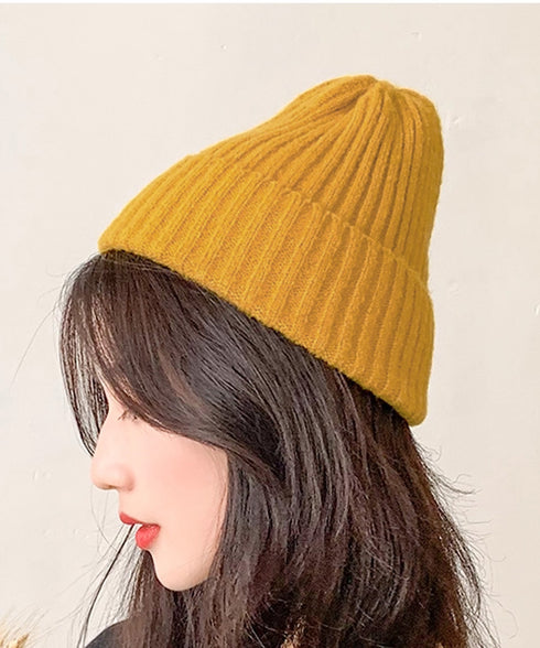 リブニット帽秋冬 シンプルニットビーニー レディース カラフルニットワッチキャップ 防寒ベーシック 小顔帽子韓国風 暖かいペアルック帽 無地カップル帽ユニセックス 1FENGJ-001