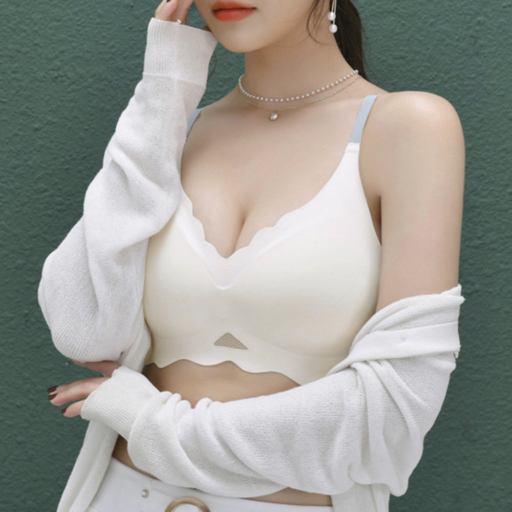 シームレスブラジャー ノンワイヤー 小胸 ホワイト