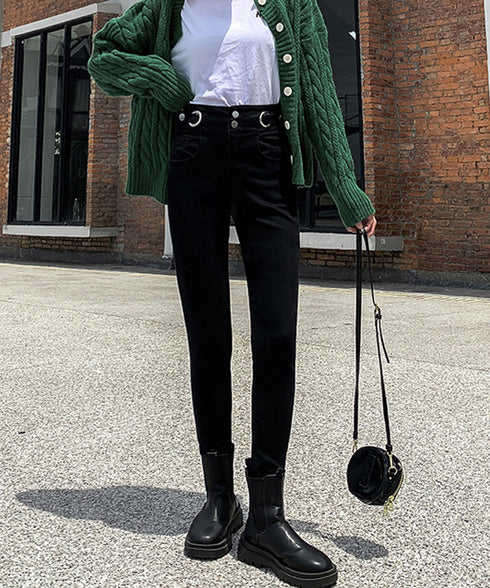 デニムパンツ ハイウエストタイトジーパン レディース デニムスキニーパンツ ストレッチ ロングズボン 美脚脚長 パギンス カジュアル 細見えデニム スリムジーンズ 1HANNIU-002