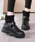 ニットブーツ レディース ソックスブーツ 厚底ショートブーツ 2way美脚ワークブーツ バックルベルト 秋冬ブーティー カジュアルシューズ 歩きやすい靴おしゃれ 1JL-004