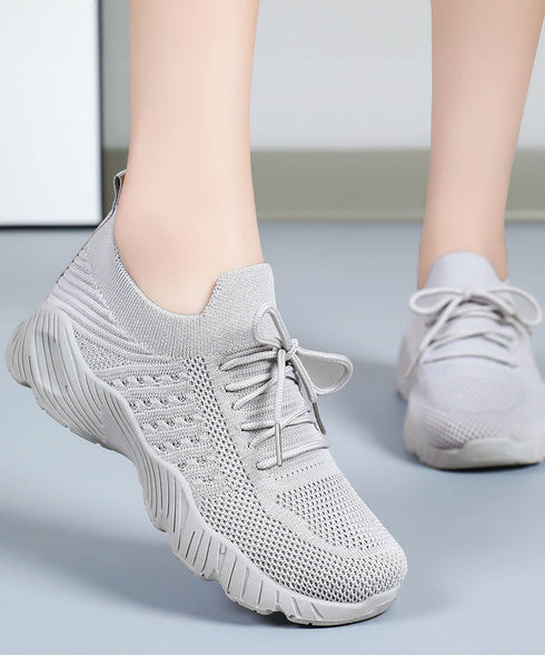 スニーカーレースアップ おしゃれ 運動靴 レディースコンフォートシューズ 疲れにくい靴 軽量スポーツシューズ美脚脚長 メッシュジョギングシューズ ローカット靴厚底 1KANGT-001