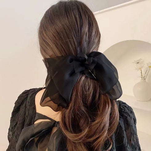 ビックリボン バレッタ ヘアアクセ韓国風 おしゃれ ヘアアクセサリー レディース フェミニン まとめ髪 大人かわいいヘアアレンジ 大きめ髪留め リボンクリップ上品 1MOCHA-001