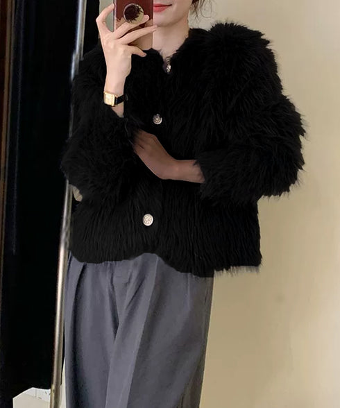 シャギーニットカーディガンふわふわ秋冬服 レディース 大人可愛い フェザーヤーンカーディガン フェイクファーニットジャケットきれいめニット羽織 長袖ライトアウター 1MRJ-011