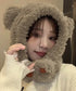くま耳帽子韓国風ニットキャップファー帽子 ボア帽子もこもこ 暖かいニット帽熊耳 モフモフアニマル帽子大人可愛い 小顔帽子レディース秋冬 おしゃれ 防寒対策帽子人気 1XBSHANG-001