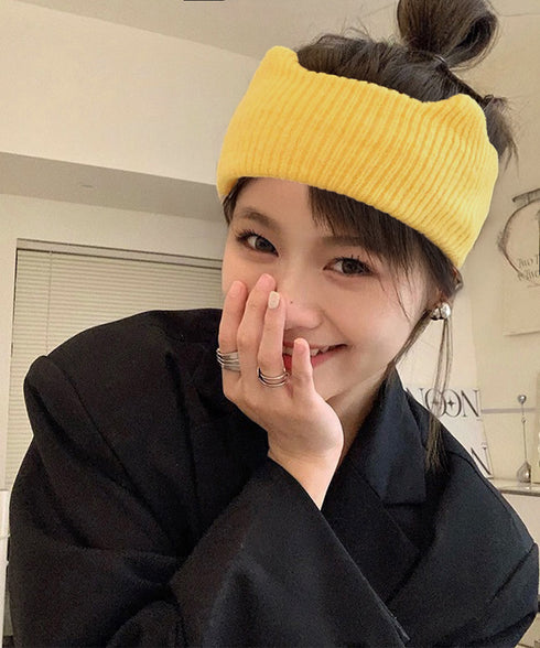 猫耳リブニットヘアバンド 幅広い 髪留め レディース 洗顔髪飾り 無地 スポーツヘアバンド ヨガ ダンス 可愛いニットターバン お風呂上り カジュアルヘアアレンジ 1XIAOMJ-001