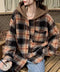 チェックフードシャツ レイヤード風シャツ オーバーサイズ チェックシャツレディース 重ね着風 パーカーシャツ 長袖秋冬服 韓国風ライトアウター ネルシャツアウター 1YGL-003