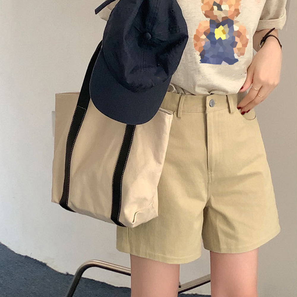 ハイウエスト カラーショートパンツ 韓国 ベージュ