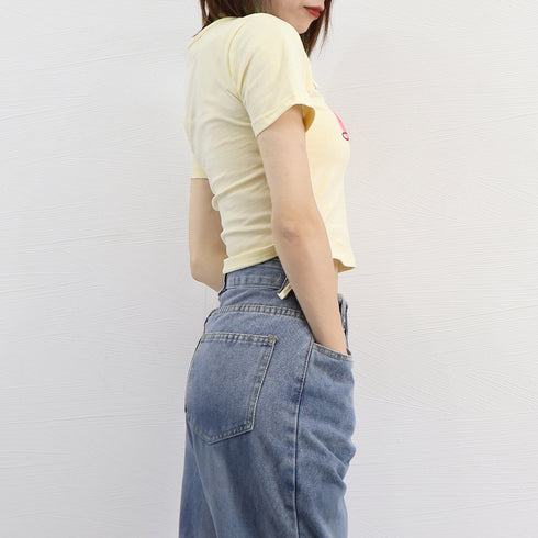 ロゴt 韓国 tシャツ レディース 半袖 カットアウト ミニtシャツ ドローストリング チビtシャツ おしゃれ 着やせ tシャツ セクシー トップス 1枚で決まる 1AMY-002