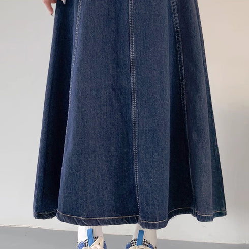 デニムスカート ロングスカート Aライン おしゃれフレアスカート ハイウエスト レディース 韓国美脚スカート 春秋夏ボトムス レトロ体型カバー きれいめカジュアル 1AMY-009