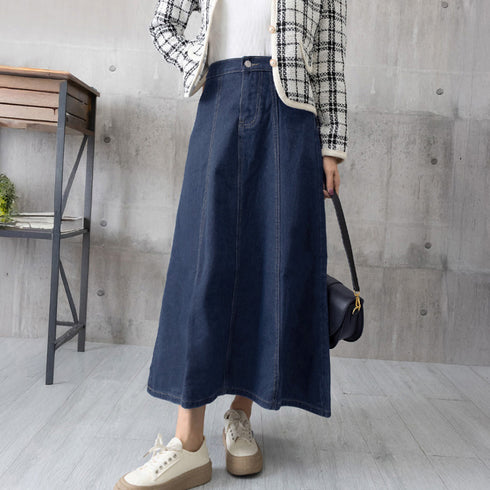 デニムスカート ロングスカート Aライン おしゃれフレアスカート ハイウエスト レディース 韓国美脚スカート 春秋夏ボトムス レトロ体型カバー きれいめカジュアル 1AMY-009