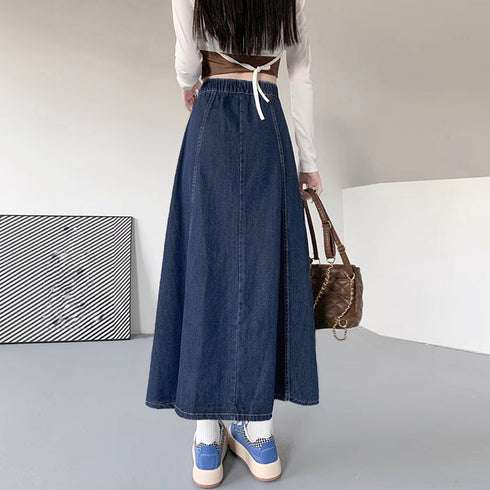 デニムスカート ロングスカート Aライン おしゃれフレアスカート ハイウエスト レディース 韓国美脚スカート 春秋夏ボトムス レトロ体型カバー きれいめカジュアル 1AMY-009