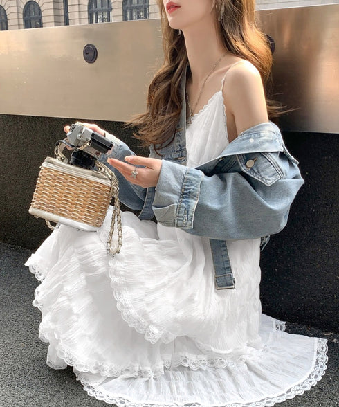 ティアードキャミワンピース レースワンピ レディース ゆったり Aラインワンピース きれいめリゾートワンピース ノースリーブ春夏ワンピース 体型カバービーチワンピ 1BAIHO-001