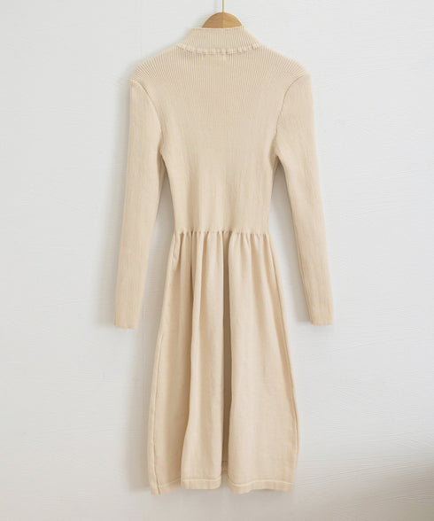 ミドル丈ニットワンピースハイネックワンピ レディース オフィスカジュアル Aラインワンピース着回し きれいめ膝下丈ワンピース 着やせインナーワンピ おしゃれ秋冬服 1BAIHO-002