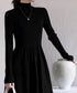ミドル丈ニットワンピースハイネックワンピ レディース オフィスカジュアル Aラインワンピース着回し きれいめ膝下丈ワンピース 着やせインナーワンピ おしゃれ秋冬服 1BAIHO-002