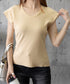ニットTシャツ レディース 韓国風 夏服 Uネック プルオーバー 着やせ 大人カジュアル インスタ映え シンプルカットソー おしゃれ半袖トップス リラックス 無地 1CHIC-001