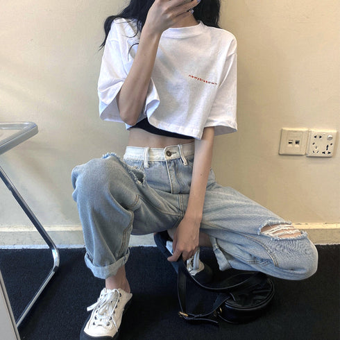 ヘソ出しtシャツ タンクトップ 韓国 2点セット トップス 春夏 ショート丈tシャツ 半袖 セットアップ レディース カジュアル アンサンブル セクシー 1DANMEI-001