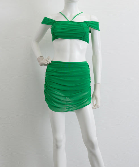 ビキニ水着 セクシーシャーリング水着夏海 オフショルダー水着 レディース 2way ホルター水着セット 露出控えめ 大人可愛いハイウエスト お洒落スイムウェア 1DERUI-001