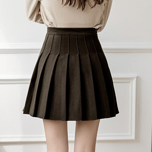 プリーツミニスカート ハイウエスト韓国 インナーパンツ付き 秋冬Aラインスカート レディース 普段着 ショート丈スカート お洒落 ボトムス きれいめ 制服 1DIEL-001
