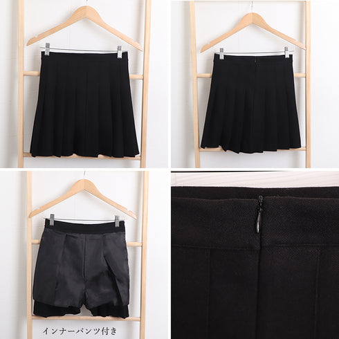 プリーツミニスカート ハイウエスト韓国 インナーパンツ付き 秋冬Aラインスカート レディース 普段着 ショート丈スカート お洒落 ボトムス きれいめ 制服 1DIEL-001