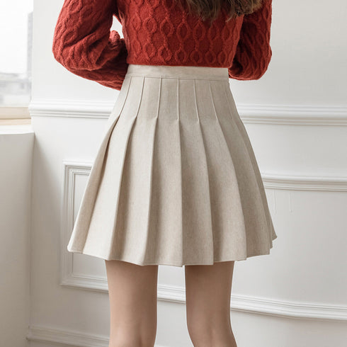 プリーツミニスカート ハイウエスト韓国 インナーパンツ付き 秋冬Aラインスカート レディース 普段着 ショート丈スカート お洒落 ボトムス きれいめ 制服 1DIEL-001