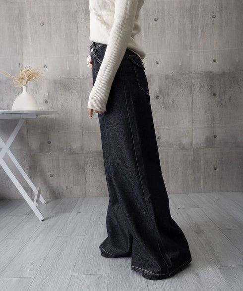 ワイドデニムパンツ ハイウエストジーンズ レディース ゆったり バギーパンツ 体型カバーロングパンツ カジュアルボトムス 美脚脚長 レトロ風 レザーパッチジーパン 1DKUAN-001