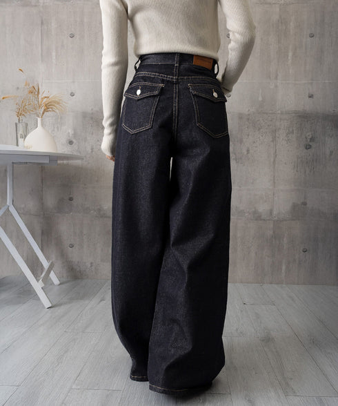 ワイドデニムパンツ ハイウエストジーンズ レディース ゆったり バギーパンツ 体型カバーロングパンツ カジュアルボトムス 美脚脚長 レトロ風 レザーパッチジーパン 1DKUAN-001