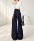ワイドデニムパンツ ハイウエストジーンズ レディース ゆったり バギーパンツ 体型カバーロングパンツ カジュアルボトムス 美脚脚長 レトロ風 レザーパッチジーパン 1DKUAN-001