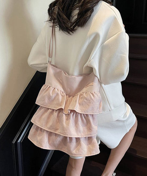 フリルショルダーバッグ ティアードバッグ レディース 2WAY肩掛けカバン 大容量 斜め掛け鞄スエード調 a4収納 大人可愛い 通勤通学 フリルトートバッグ韓国風 1DPAI-001