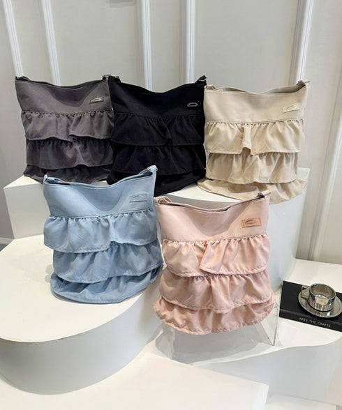 フリルショルダーバッグ ティアードバッグ レディース 2WAY肩掛けカバン 大容量 斜め掛け鞄スエード調 a4収納 大人可愛い 通勤通学 フリルトートバッグ韓国風 1DPAI-001