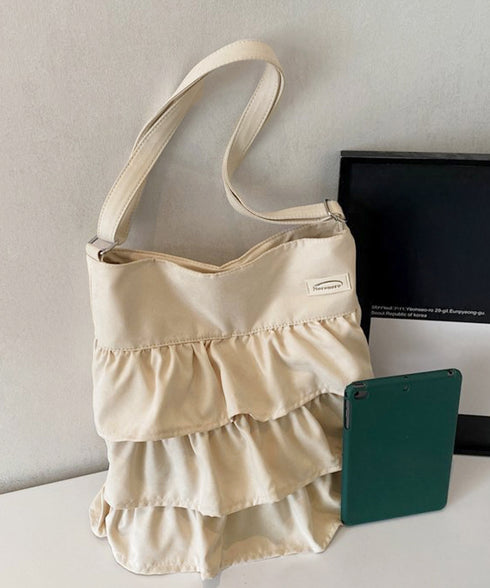 フリルショルダーバッグ ティアードバッグ レディース 2WAY肩掛けカバン 大容量 斜め掛け鞄スエード調 a4収納 大人可愛い 通勤通学 フリルトートバッグ韓国風 1DPAI-001