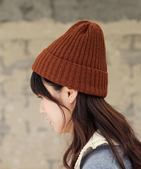 リブニット帽秋冬 シンプルニットビーニー レディース カラフルニットワッチキャップ 防寒ベーシック 小顔帽子韓国風 暖かいペアルック帽 無地カップル帽ユニセックス 1FENGJ-001