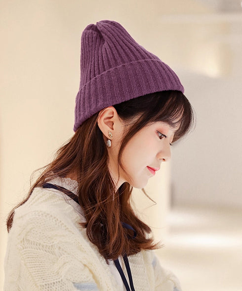 リブニット帽秋冬 シンプルニットビーニー レディース カラフルニットワッチキャップ 防寒ベーシック 小顔帽子韓国風 暖かいペアルック帽 無地カップル帽ユニセックス 1FENGJ-001