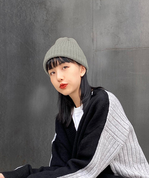 リブニット帽秋冬 シンプルニットビーニー レディース カラフルニットワッチキャップ 防寒ベーシック 小顔帽子韓国風 暖かいペアルック帽 無地カップル帽ユニセックス 1FENGJ-001