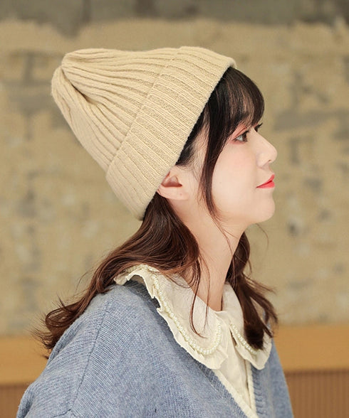 リブニット帽秋冬 シンプルニットビーニー レディース カラフルニットワッチキャップ 防寒ベーシック 小顔帽子韓国風 暖かいペアルック帽 無地カップル帽ユニセックス 1FENGJ-001