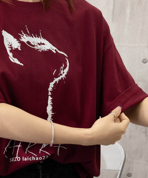 ビッグtシャツ レディース 半袖トップス 韓国風 イラストtシャツ おしゃれ カジュアルトップス 春夏 ドロップショルダーt ゆったり 着やせ 猫プリントtシャツ 1GJYS-001