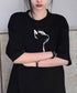 ビッグtシャツ レディース 半袖トップス 韓国風 イラストtシャツ おしゃれ カジュアルトップス 春夏 ドロップショルダーt ゆったり 着やせ 猫プリントtシャツ 1GJYS-001