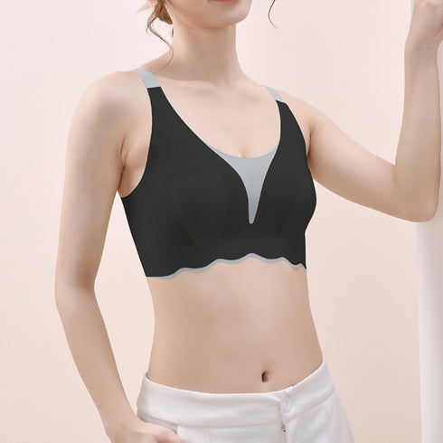 ワイヤレスブラ セクシー シームレスブラ 極薄 涼しい 冷感ブラ 涼やか ノンワイヤーブラ 通気性春夏 セクシーランジェリー 透け透け下着 シースルー 蒸れない 1GRML-005