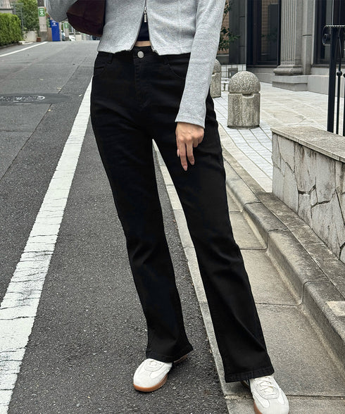 フレアデニムパンツストレッチパンツ韓国風 レディース ハイウエスト セミフレアパンツ 美脚 ロングパンツ カジュアルジーパン 着やせ アメカジパンツ 細身ボトムス 1HANNIU-001