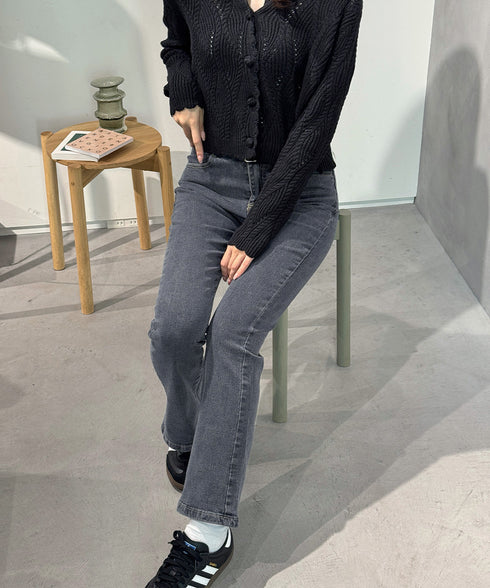 フレアデニムパンツストレッチパンツ韓国風 レディース ハイウエスト セミフレアパンツ 美脚 ロングパンツ カジュアルジーパン 着やせ アメカジパンツ 細身ボトムス 1HANNIU-001