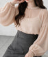 ボリュームスリーブ シアーブラウス透け感 レディース きれいめ オフィスカジュアル フェミニンブラウス 大人可愛い抜け感トップス 軽やかシフォンブラウス春夏韓国風 1HANP-001