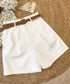 ベルト付きショートパンツ タック入り夏服 レディース ハイウエスト Aラインパンツ オフィスカジュアルショーパン 通勤通学ボトムス 20代30代40代ハーフパンツ 1HLFENG-001