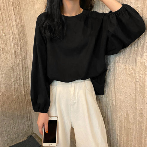 長袖Tシャツ ドロップショルダーtシャツ ゆったりtシャツ レディース 着やせトップス 薄手 無地 おしゃれ シンプルカットソー 韓国 オルチャン秋服 体型カバー 1HUAJT-003