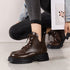 厚底ブーツ韓国 編み上げシューズ美脚脚長 トラックソールブーツ レディース 歩きやすい ボリュームソール レースアップブーツ アンクルブーツ ショートブーツ 秋冬 1JL-001