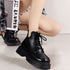 厚底ブーツ韓国 編み上げシューズ美脚脚長 トラックソールブーツ レディース 歩きやすい ボリュームソール レースアップブーツ アンクルブーツ ショートブーツ 秋冬 1JL-001
